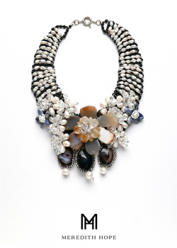 Fresh Water Pearls with Blue and Grey Agate
