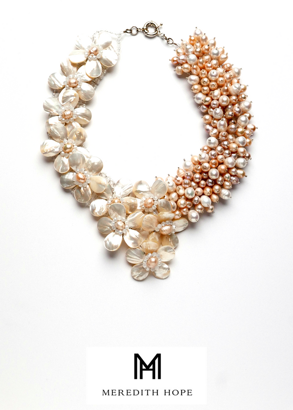Asymmetrical Mother of Pearl and Freshwater Pearls